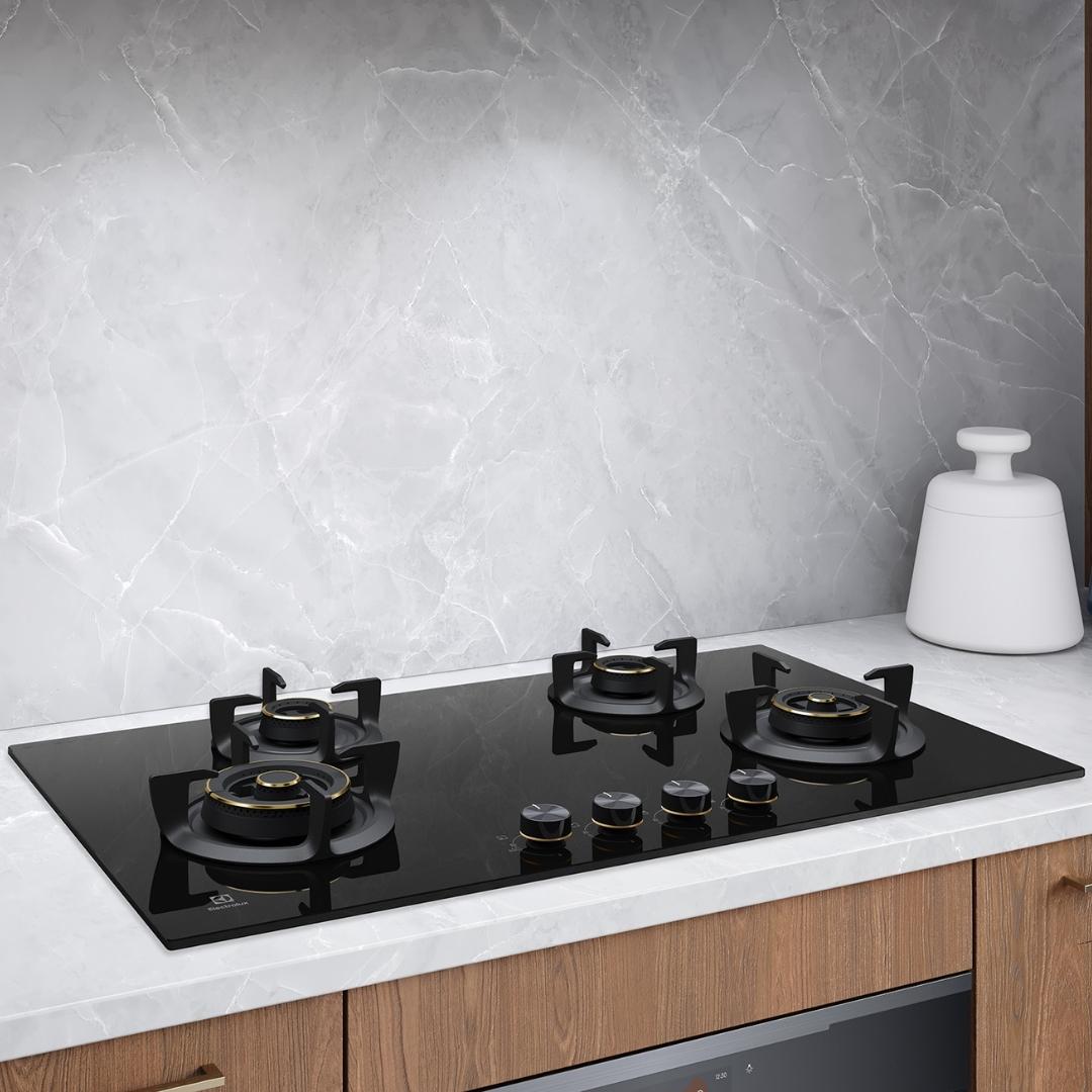 Electrolux Built In Oven with Steam Assist UltimateTaste 500 KOD3H50BK + Electrolux Built-In Convection Microwave UltimateTaste 700 EMSB25XC + Electrolux 90 cm Wall Mounted Chimney UltimateTaste 700 Series ECT9841KB + Electrolux 90 cm 4 Burner Hob UltimateTaste 300 EHG9430BCI
