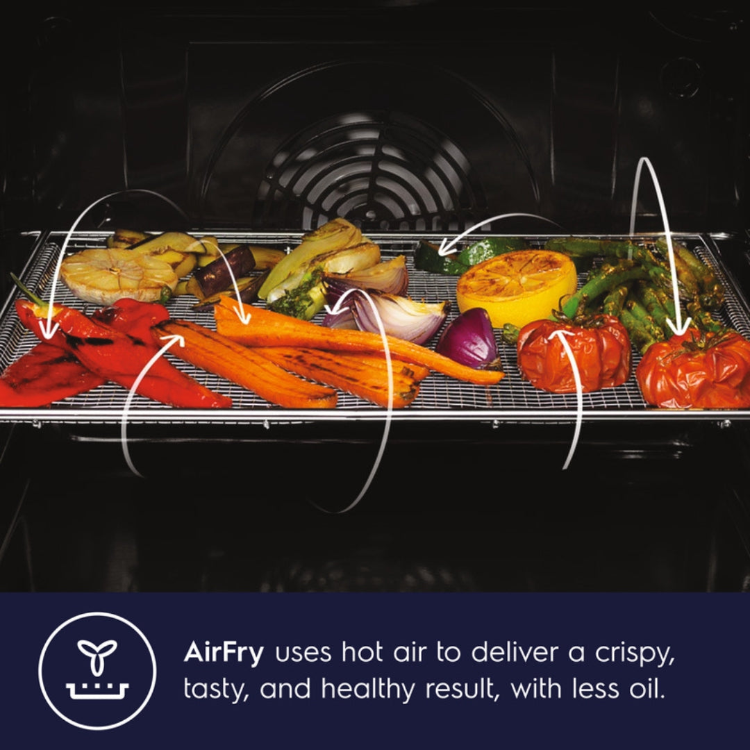 Electrolux Built In Oven with Steam Assist KOCBP21XA + Electrolux Built-In Convection Microwave with Air Fryer EMSB30XCF + Electrolux 90 cm Wall Mounted Chimney ECS9932KB + Electrolux 90 cm 4 Burner Hob UltimateTaste 300 EHG9430BCI