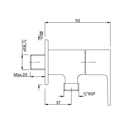 Hindware Basin Area Angle Valve Element Rose Gold F360006RGD - Rose Gold