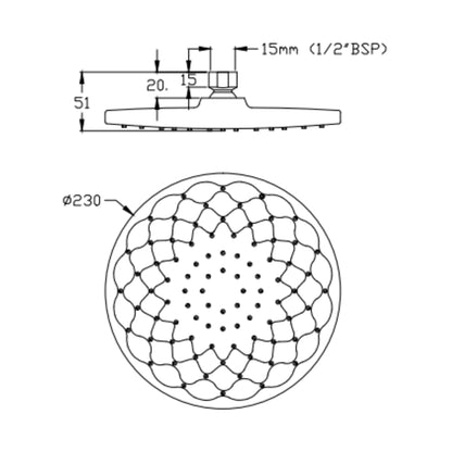 Cera Single Flow Overhead Shower F7010605AB - Chrome