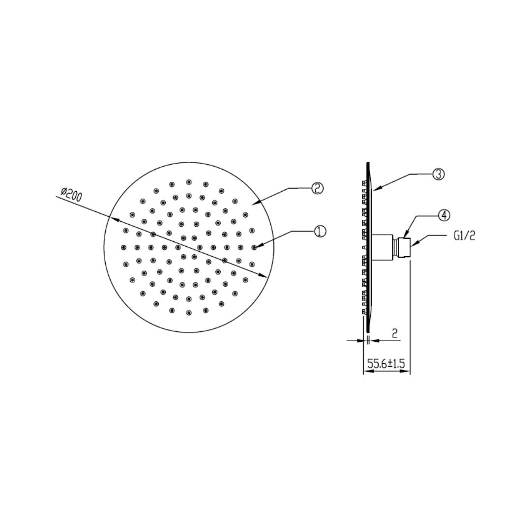 American Standard Single Flow Overhead Shower FFASS029-000500BF0 - Chrome