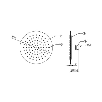 American Standard Single Flow Overhead Shower FFASS029-000500BF0 - Chrome