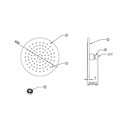 American Standard Single Flow Overhead Shower FFASS035-000500BF0 - Chrome