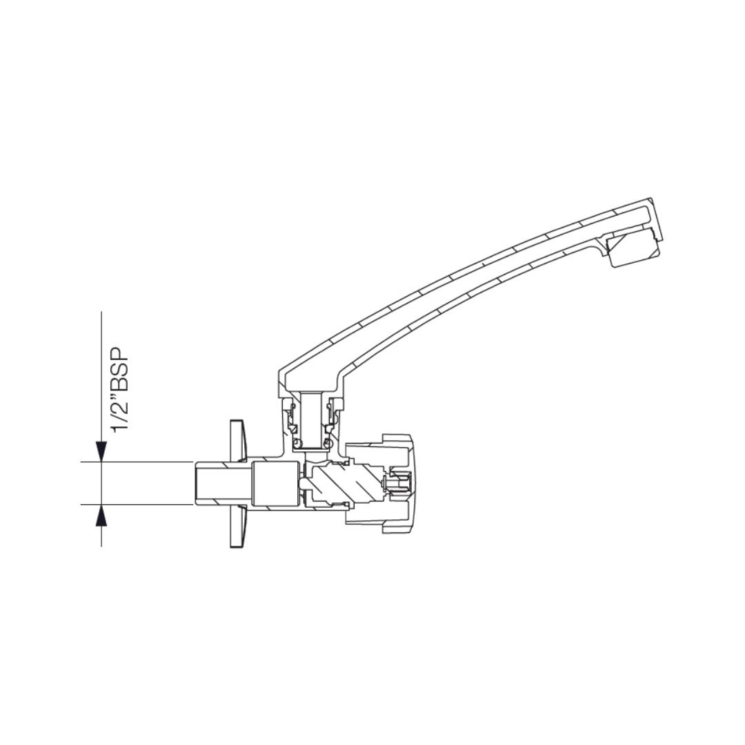 Parryware Wall Mounted Regular Kitchen Sink Tap Jade G0221A1 with Swinging Spout in Chrome Finish