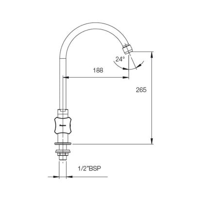 Parryware Table Mounted Regular Kitchen Sink Tap Jade G0238A1 with Swinging Spout in Chrome Finish