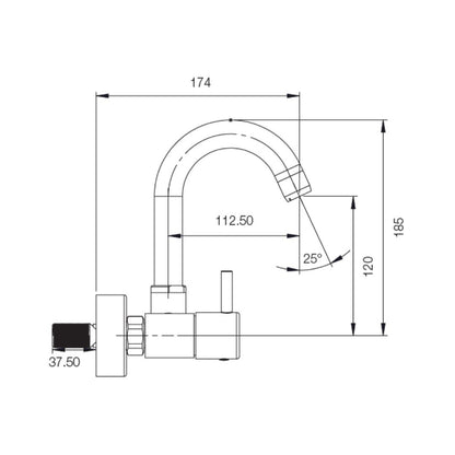 Parryware Wall Mounted Regular Kitchen Sink Mixer Agate Pro G3335A1 with Swinging Spout in Chrome Finish