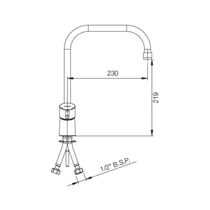 Parryware Table Mounted Regular Kitchen Sink Mixer Agate Pro G3345A1 with Swinging Spout in Chrome Finish