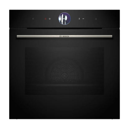 Bosch Built In Oven with Full Steam Function HSG7361B1 + Bosch Built-In Microwave Series 6 BEL554MB0I + Bosch 90 cm Wall Mounted Chimney Self Clean Series DWKA98H60I + Bosch 90 cm 4 Burner Hob Series 6 True Brass 3D PNF9B6G20I