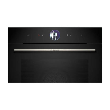 Bosch Built In Oven with Full Steam Function HSG7361B1 + Bosch Built-In Microwave Series 6 BEL554MB0I + Bosch 90 cm Wall Mounted Chimney Self Clean Series DWKA98H60I + Bosch 90 cm 4 Burner Hob Series 6 True Brass 3D PNF9B6G20I