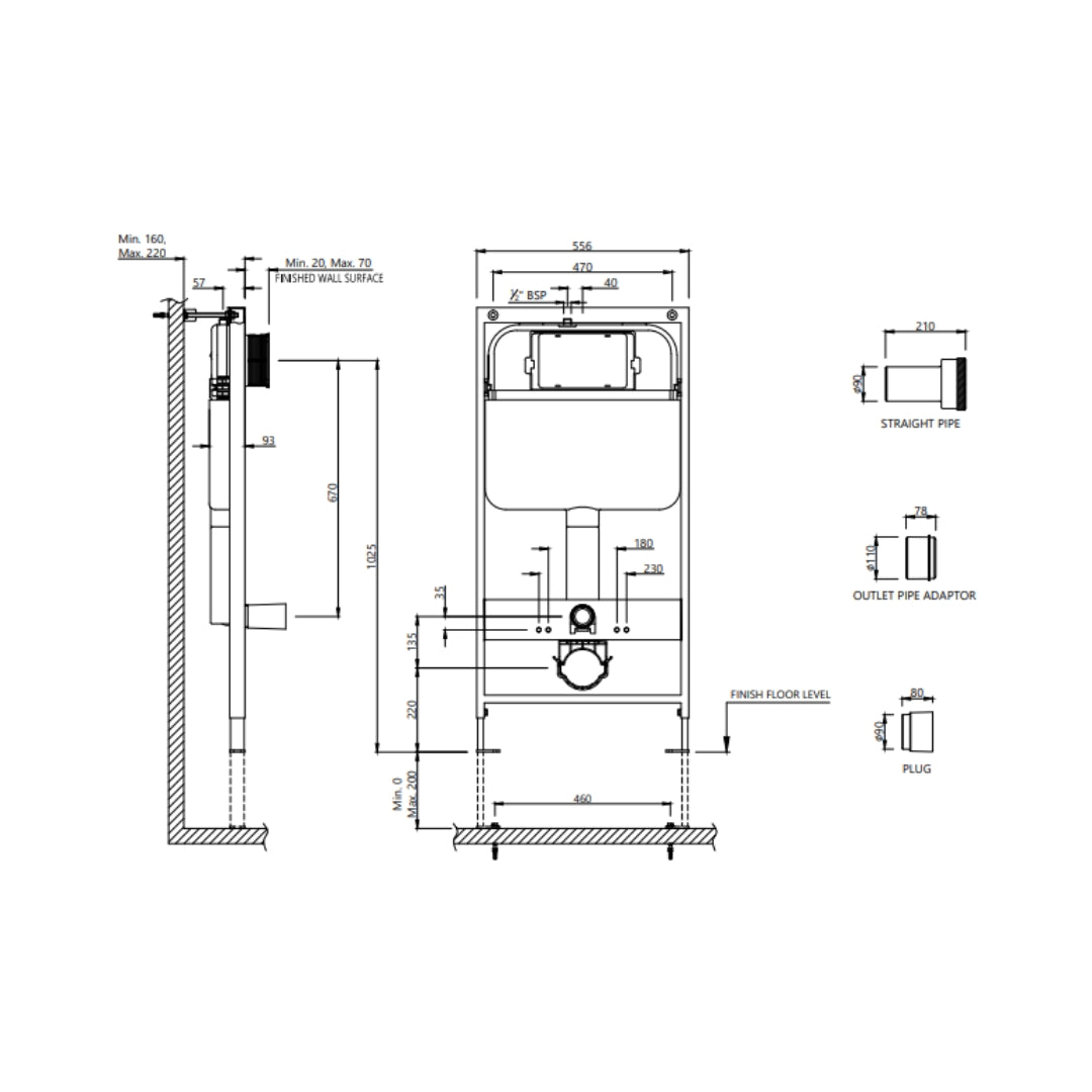 Jaquar Concealed Floor Mounted Cistern Full Frame JCS-WHT-2400FP - White
