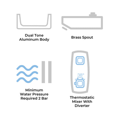 Jaquar Thermostatic 4 Way Shower Panel JPL-WHT-TMCURVENEO - White
