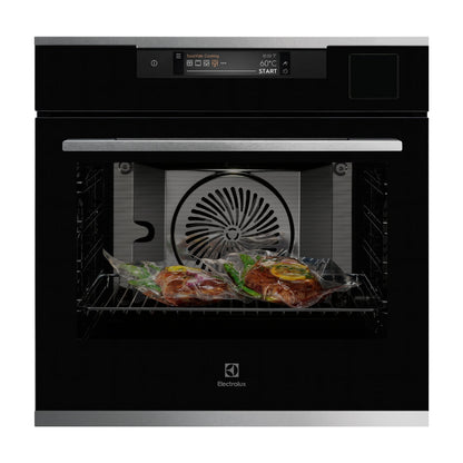 Electrolux Built In Oven with Full Steam Function KOAAS31X + Electrolux Built-In Convection Microwave EMSB25XC + Electrolux 90 cm Wall Mounted Chimney UltimateTaste 700 Series ECS9932KB + Electrolux 90 cm 4 Burner Hob EHG9430BCD