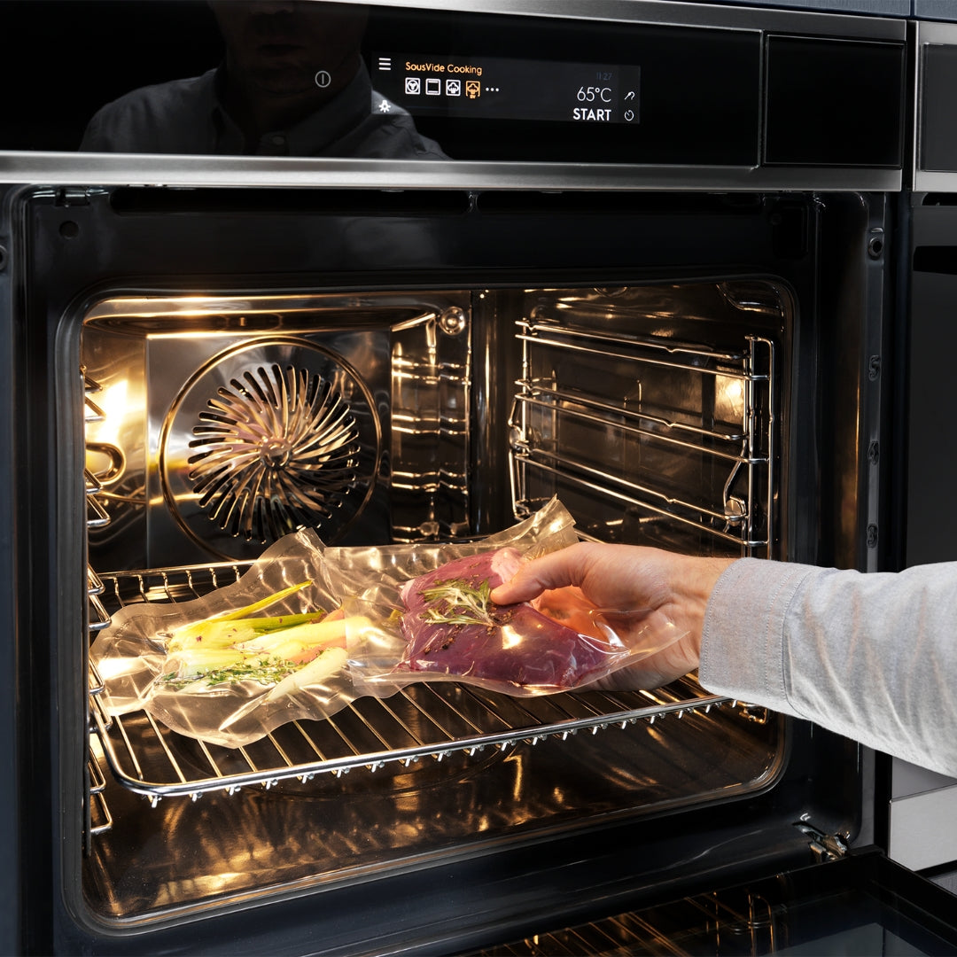 Electrolux Built In Oven with Full Steam Function KOAAS31X + Electrolux Built-In Convection Microwave EMSB25XC + Electrolux 90 cm Chimney UltimateTaste 700 Series ECS9932KB + Electrolux 90 cm 4 Burner Hob EHG9430BCI