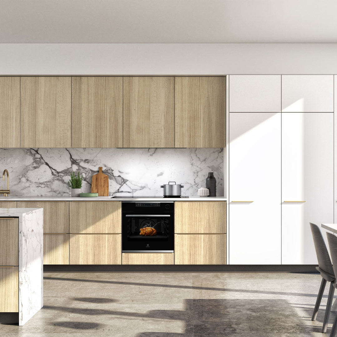 Electrolux Built In Oven with Steam Assist KOCBP21XA + Electrolux Built-In Convection Microwave with Air Fryer EMSB30XCF + Electrolux 90 cm Wall Mounted Chimney ECS9932KB + Electrolux 90 cm 4 Burner Hob UltimateTaste 300 EHG9430BCI