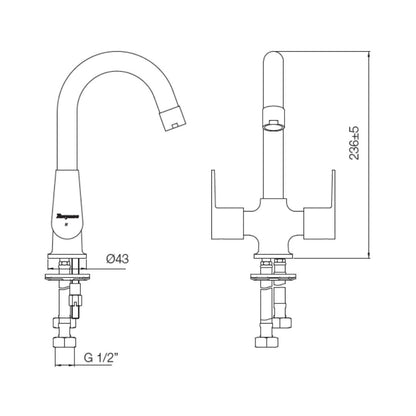 Parryware Table Mounted Tall Boy Basin Mixer Praseo T1315A1 - Chrome