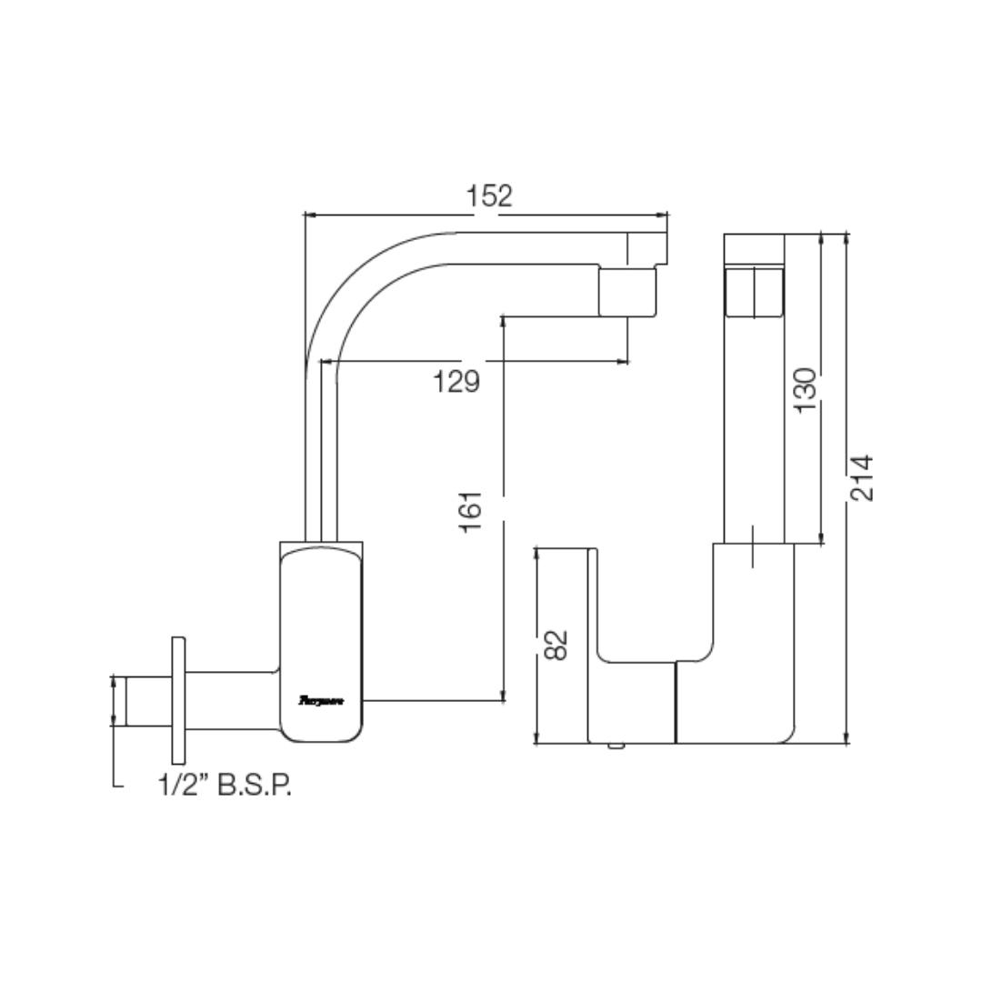 Parryware Table Mounted Regular Kitchen Sink Tap Quattro T2321A1 with Swinging Spout in Chrome Finish