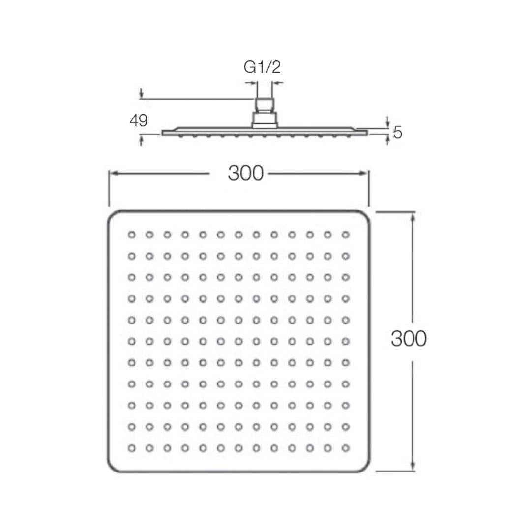 Parryware Single Flow Overhead Shower T9992A1 - Stainless Steel