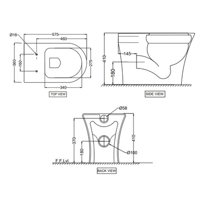 Jaquar Wall Mounted White Closet WC Ornamix ONS-WHT-10955P180UFSM with P-Trap