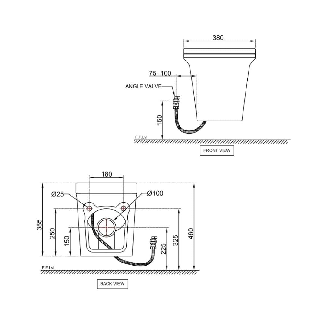 Jaquar Wall Mounted White Closet WC Ornamix ONS-WHT-10961BIUFSMTL with P-Trap