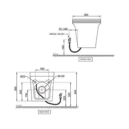 Jaquar Wall Mounted White Closet WC Ornamix ONS-WHT-10961BIUFSMTL with P-Trap