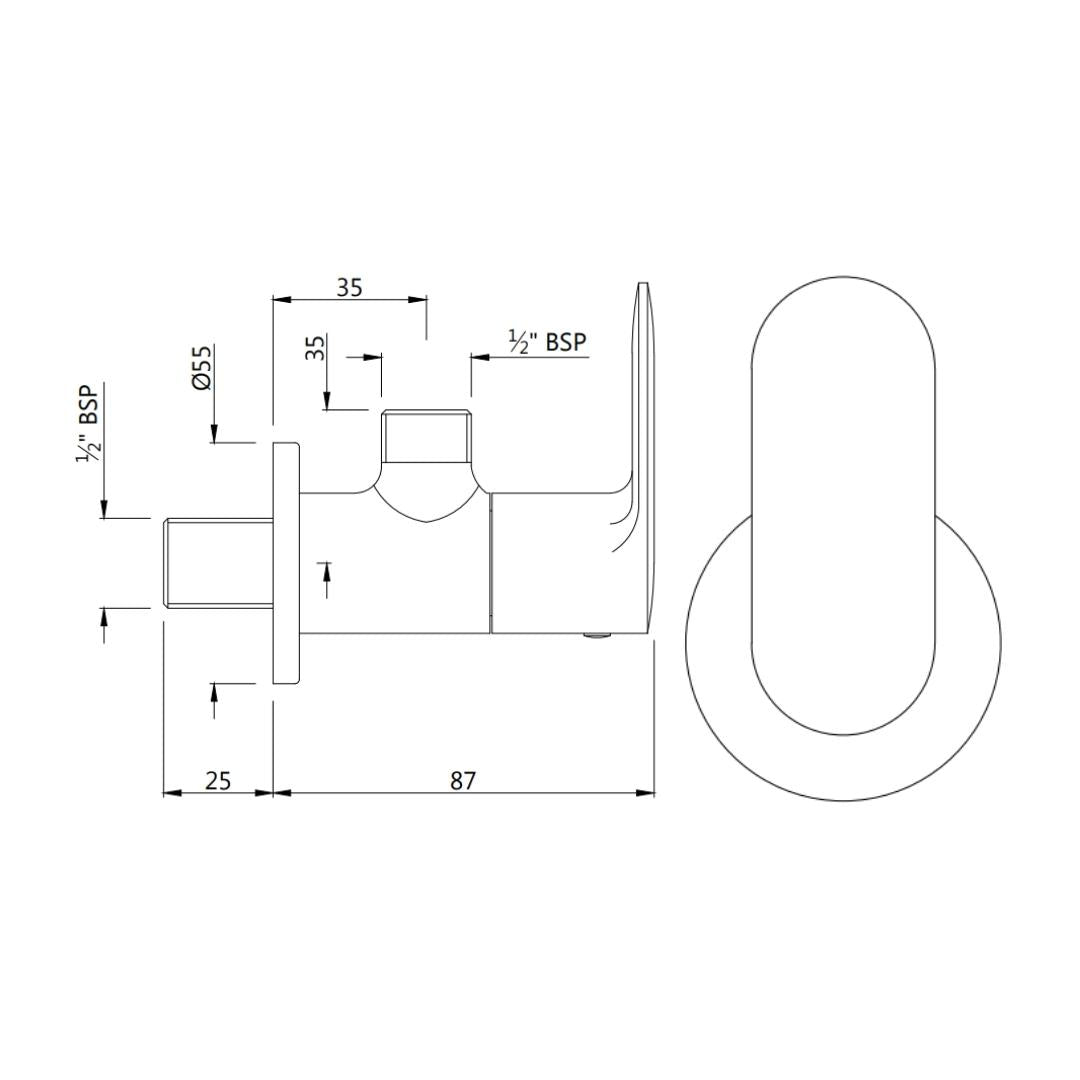Jaquar Basin Area Angle Valve Opal Prime OPP-GMP-15053PM - Gold Matt PVD