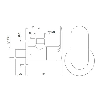 Jaquar Basin Area Angle Valve Opal Prime OPP-GMP-15053PM - Gold Matt PVD