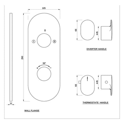 Jaquar 2 Way Thermostatic Diverter Opal Prime OPP-GMP-15681PM Normal Flow - Gold Matt PVD Finish