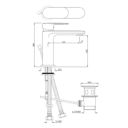 Jaquar Table Mounted Regular Basin Mixer Opal Prime OPP-GRF-15051BPM - Graphite