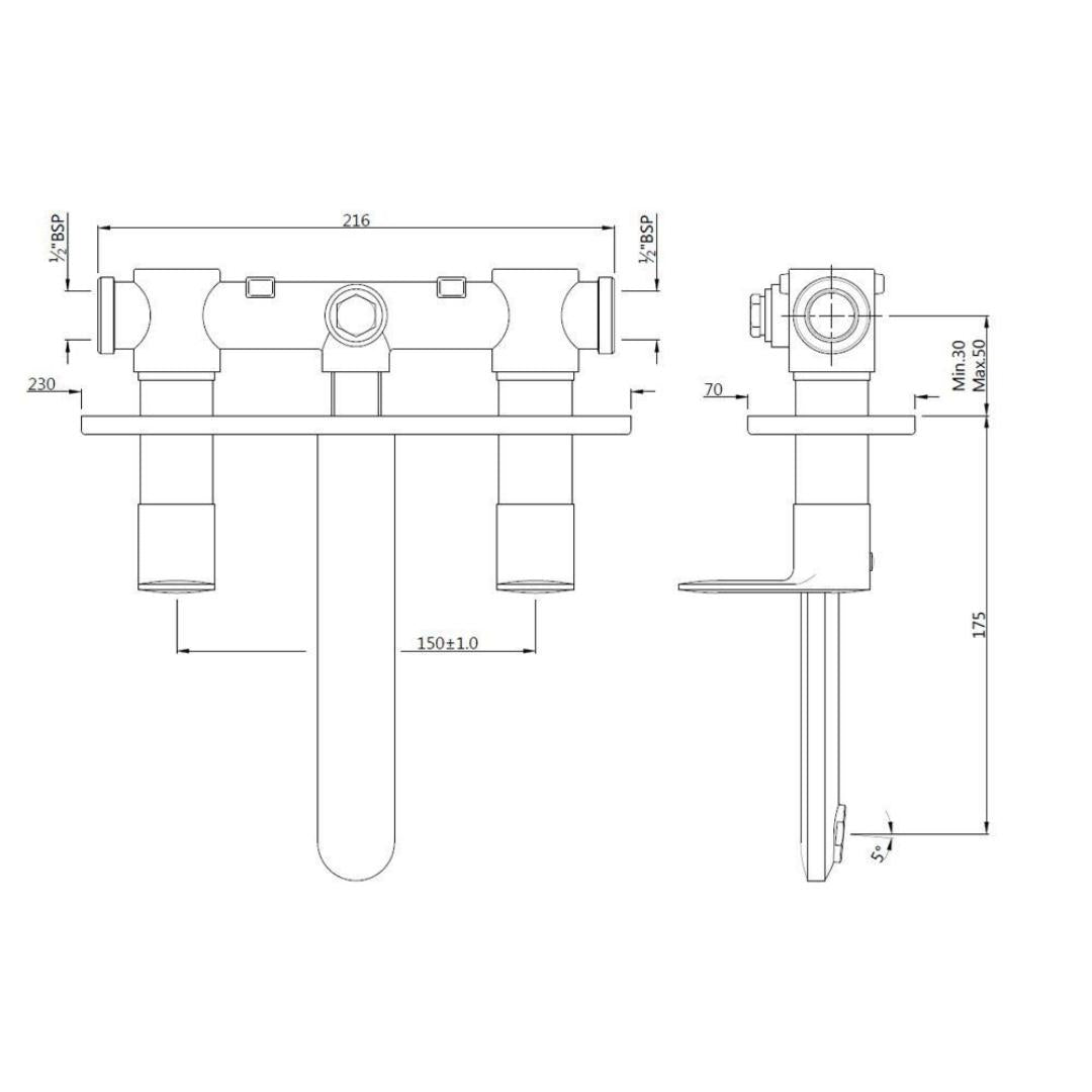 Jaquar Wall Mounted Basin Mixer Opal Prime OPP-SSF-15433PM - Stainless Steel