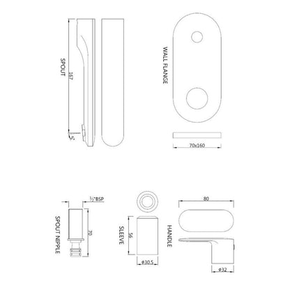 Jaquar Wall Mounted Basin Tap Opal Prime OPP-SSF-15441KPM - Stainless Steel