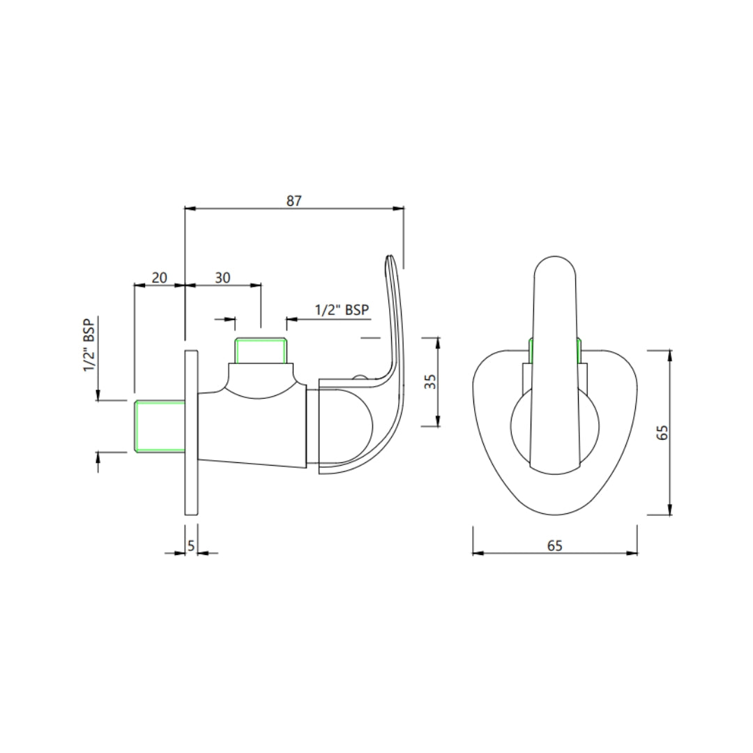 Essco Basin Area Angle Valve Orbit ORB-CHR-105053 - Chrome