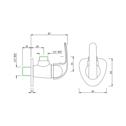 Essco Basin Area Angle Valve Orbit ORB-CHR-105053 - Chrome