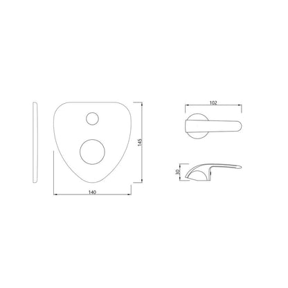 Essco 2 Way Diverter Orbit ORB-CHR-105055K - Chrome Finish