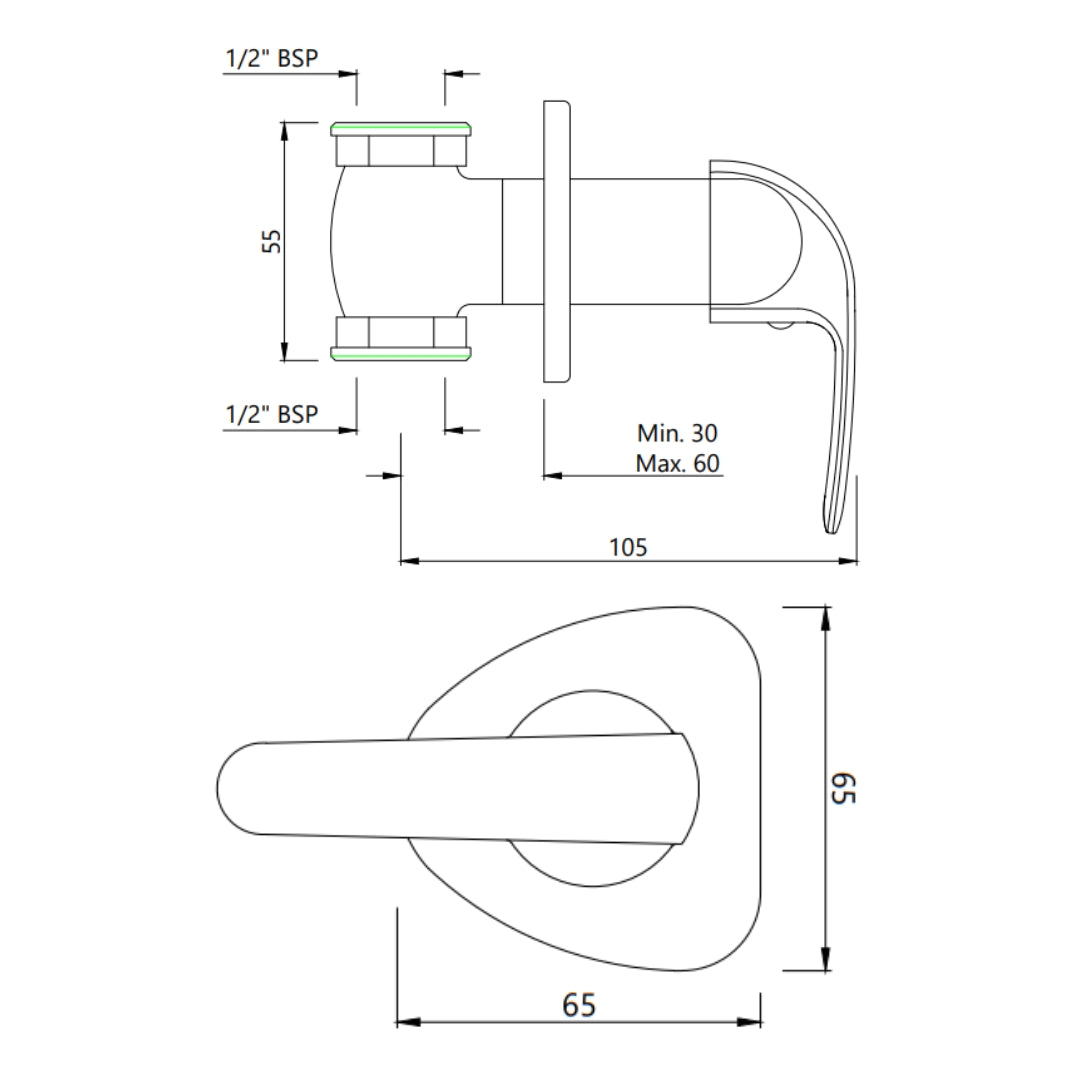 Essco Basin Area Stop Valve Orbit ORB-CHR-105069 - Chrome