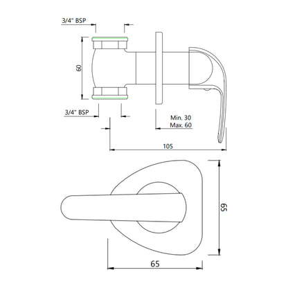 Essco Basin Area Stop Valve Orbit ORB-CHR-105099 - Chrome