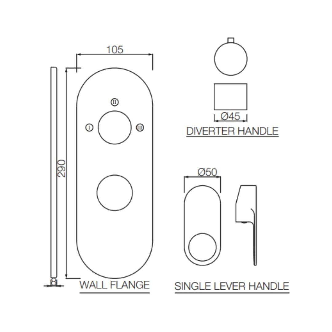 Jaquar 3 Way Diverter Ornamix Prime ORP-GRF-10783NKPM Normal Flow - Graphite Finish