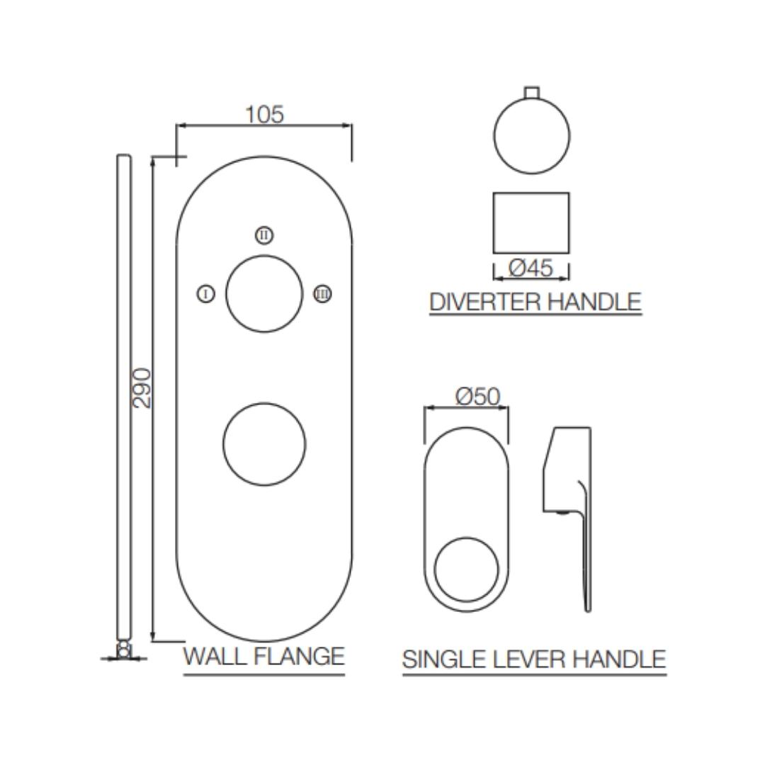 Jaquar 3 Way Diverter Ornamix Prime ORP-SSF-10783NKPM Normal Flow - Stainless Steel Finish