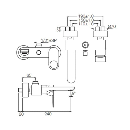 Jaquar 2 Way Wall Mixer Ornamix Prime ORP-WHM-10115PM Normal Flow - White Matt Finish