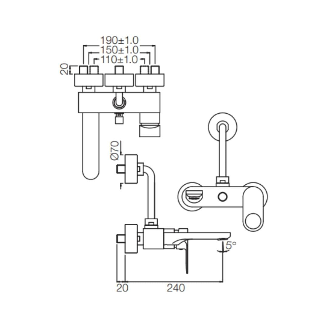 Jaquar 2 Way Wall Mixer Ornamix Prime ORP-WHM-10117PM Normal Flow - White Matt Finish