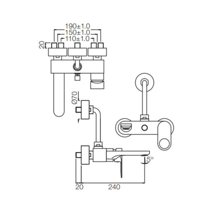 Jaquar 2 Way Wall Mixer Ornamix Prime ORP-WHM-10117PM Normal Flow - White Matt Finish