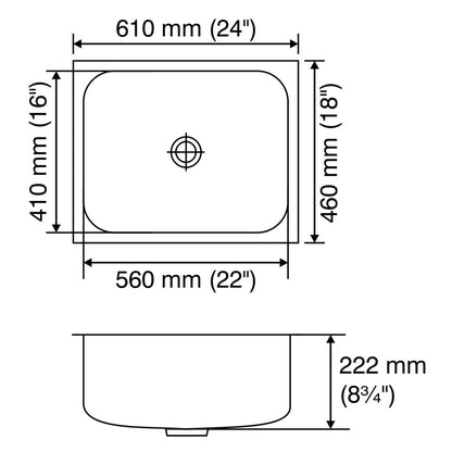 Nirali Stainless Steel Sink Rectangular Straight Range ORRA ( 24 x 18 inches ) - Satin