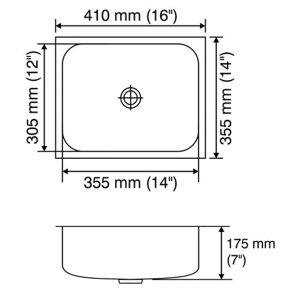 Nirali Stainless Steel Sink Rectangular Straight Range ORRA ( 16 x 14 inches ) - Glossy