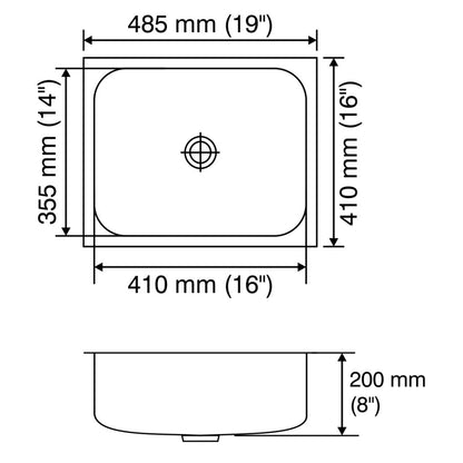 Nirali Stainless Steel Sink Rectangular Straight Range ORRA ( 19 x 16 inches ) - Glossy