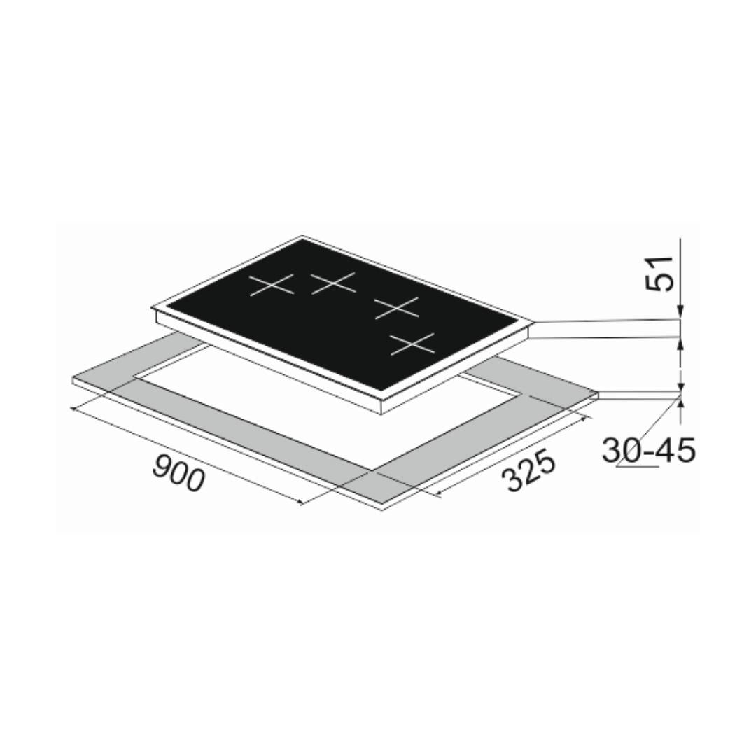 Carysil 100 cm 4 Burner Hob Passilo Series PASSILO 100 4
