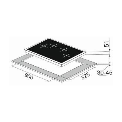 Carysil 100 cm 4 Burner Hob Passilo Series PASSILO 100 4