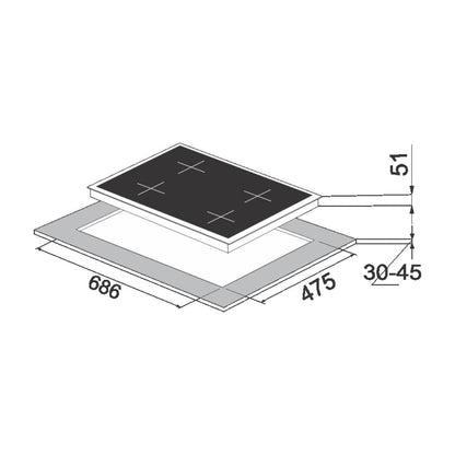 Carysil 78 cm 4 Burner Hob Passilo Series PASSILO 78 4