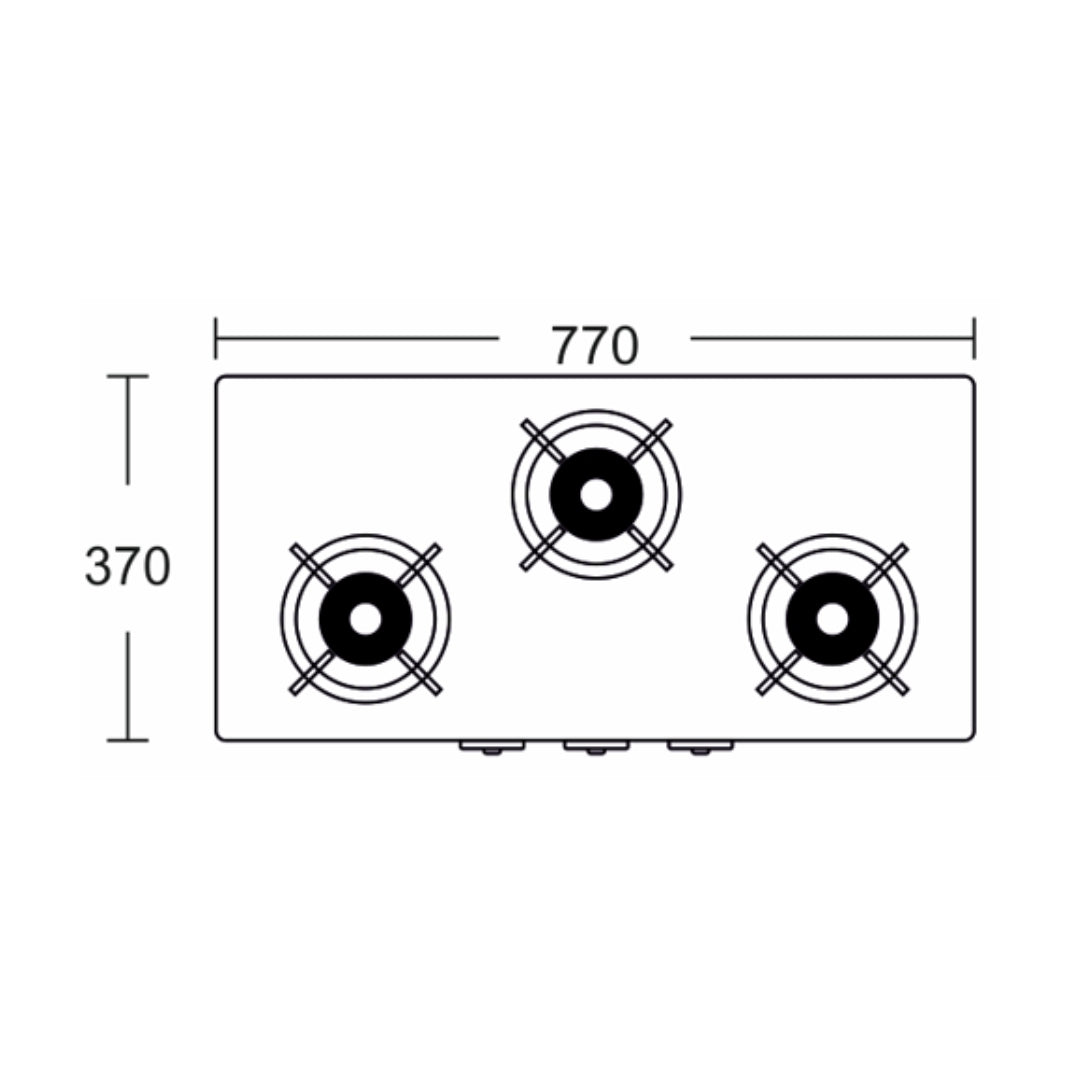 Carysil 77 cm 3 Burner Cooktop Piano 3BR Auto
