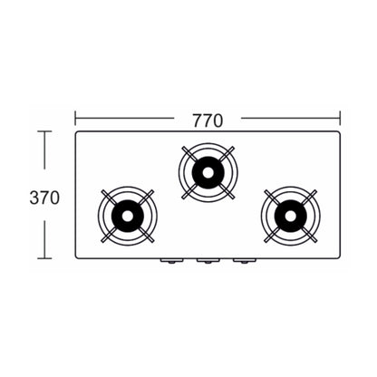 Carysil 77 cm 3 Burner Cooktop Piano 3BR Auto
