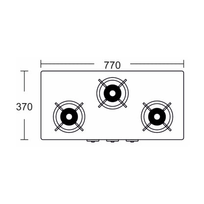 Carysil 77 cm 3 Burner Cooktop Piano 3BR NON Auto