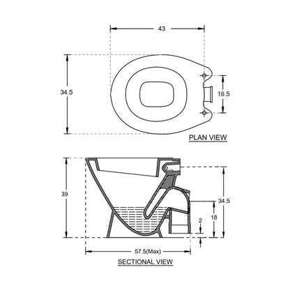 Hindware Floor Mounted White Closet WC Popular 20044 WHITE with P-Trap